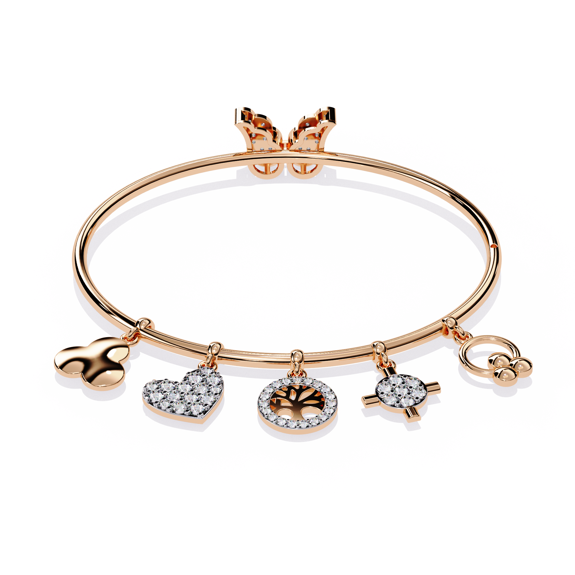 Solitairekart 0.93ct Natural Diamond Charm Bracelet with Butterfly Clasp-HI Color, VS-SI Clarity